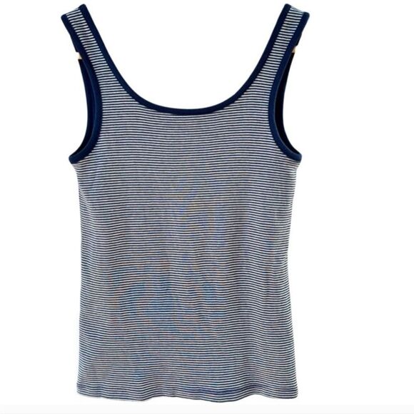 J.Crew Navy and White Striped Sleeveless Tank Top With Shelf Bra Size Small NWT - Picture 3 of 9